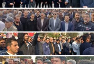 حضور مدیرعامل، رئیس هیئت مدیره و جمعی از کارکنان شرکت فولاد اکسین در تجمع ۲۲ دی