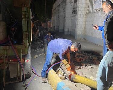 تعویض ۵۰ متر خط آبرسانی در منطقه باغ ملی مسجدسلیمان